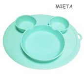 Miseczki i talerzyki dla dzieci - Talerz Silikonowy Trójdzielny Z Przegródkami Do Blw Miętowy - miniaturka - grafika 1
