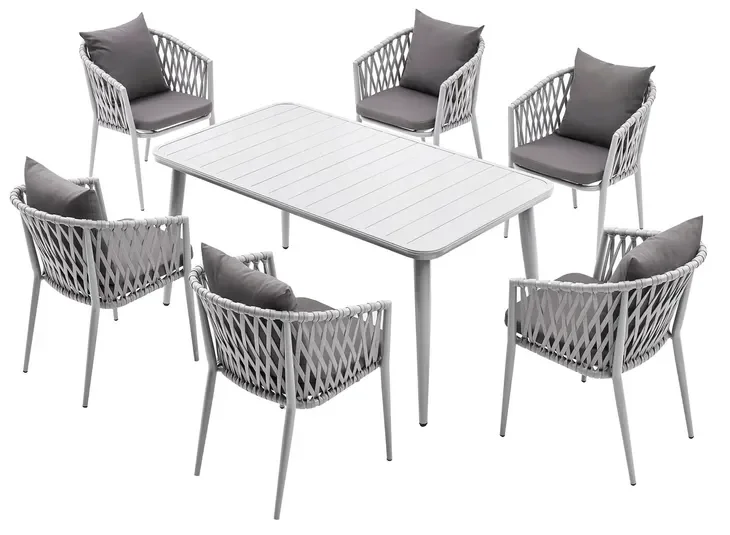 Meble Ogrodowe Zestaw Metalowy Stół 85x150x73 Na Taras Krzesła Plecione