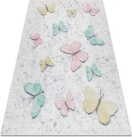 Dywany - Dywan do prania BAMBINO 1610 Motyle, dla dzieci, antypoślizgowy - krem wielokolorowy 140x190 cm - miniaturka - grafika 1