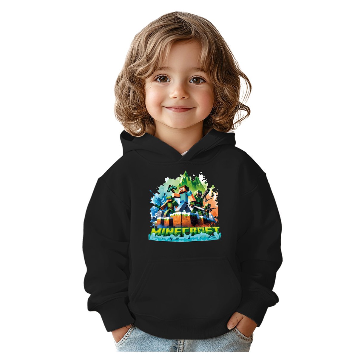 BLUZA DZIECIĘCA MINECRAFT LEGENDS 110-116 Z KAPTUREM BAWEŁNIANA JAKOŚĆ