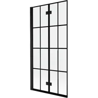 Parawany nawannowe - Mexen Mist parawan nawannowy 2-skrzydłowy lewy 90 x 150 cm, czarna kratka, czarny - 8A9-090-002-70-77-L - miniaturka - grafika 1