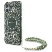 Etui i futerały do telefonów - Guess GUHMP16MHCPOFPA iPhone 16 Plus 6.7" zielony/green hardcase IML Flowers Allover Electro With Pearl Strap MagSafe - miniaturka - grafika 1