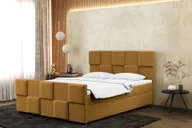 Łóżka - Łóżko skrzyniowe z nakładką na materac Zefir, wiele kolorów Klasyczny Musztardowy 120x200 cm - miniaturka - grafika 1