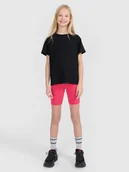Spodnie i spodenki dla dziewczynek - 4F Legginsy kolarki dzianinowe dziewczęce - różowe 122 (6-7 lat) - miniaturka - grafika 1