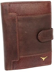 Portfel Męski Skórzany ANDREAS Skóra Licowa Duży Pionowy Z Zapięciem CZEKOLADOWY RIFD HK5601B ML 13,5 x 11 x 3 [cm - Portfele - miniaturka - grafika 1