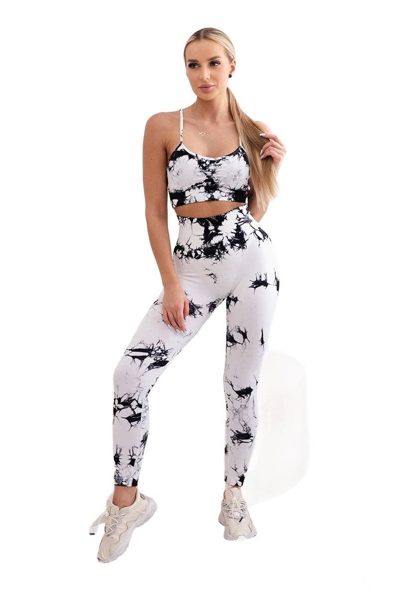 Komplet fitness top z regulowanymi ramiączkami + legginsy push up biały