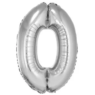 GoDan Balon foliowy cyfra 0, 14", srebrna FG-C35S0 - Balony i akcesoria - miniaturka - grafika 1