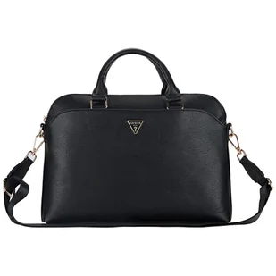 Torba GUESS Grained Zipper Pocket Triangle Logo 15 Czarny - Torby na laptopy - miniaturka - grafika 1
