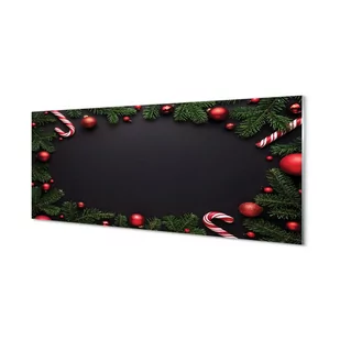 Szklany panel + klej Gałązki bombki lizaki 125x50 cm - Bombki - miniaturka - grafika 1