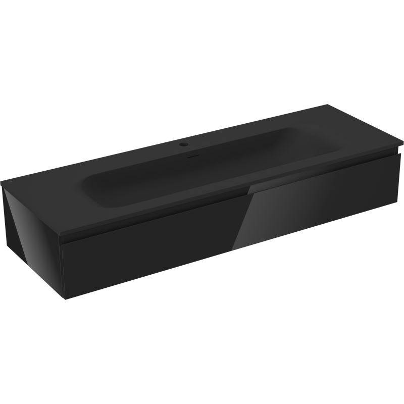 Mexen Orio szafka łazienkowa 140 cm z umywalką Vela, 1 szuflada, czarna połysk/czarna mat - 91A10-14023-1-BF70-W23M71