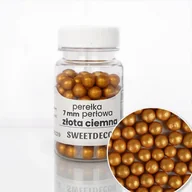 Dodatki do ciast w proszku - Posypka cukrowa PEREŁKI PERŁOWE ZŁOTE CIEMNE 7 mm Sweet Decor, 40 g - miniaturka - grafika 1