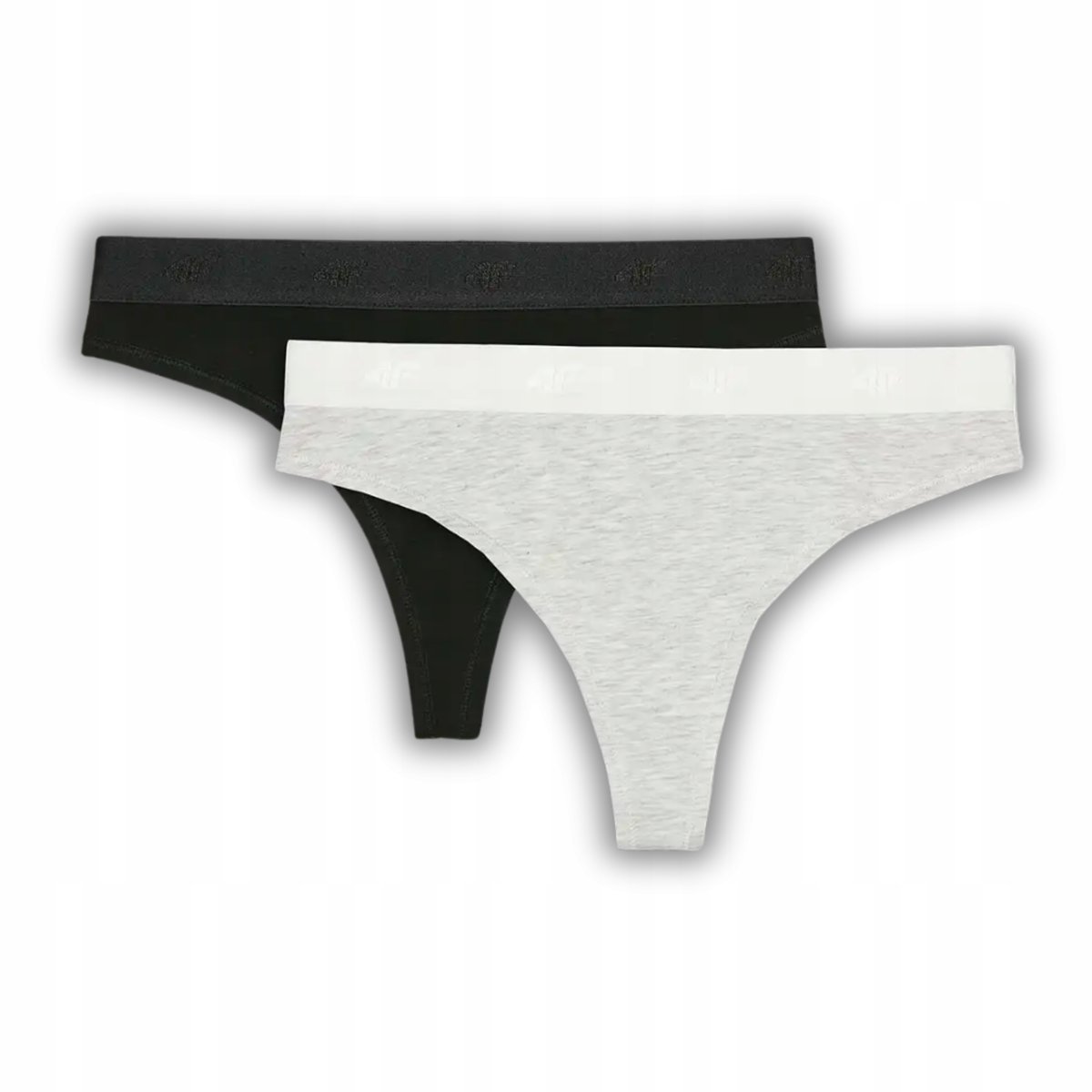 MAJTKI DAMSKIE 4F STRINGI BAWEŁNA ELASTYCZNE 2-PAK CZARNE SZARE ROZMIAR XS