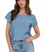 Bluzki damskie - Only Damska Niebieska Bluzka Krótki Rękaw Z Wiskozy Xxxl J2A - miniaturka - grafika 1