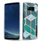 Etui i futerały do telefonów - Pokrowiec Etui Do Samsung Galaxy S8 PLUS w Ciemnozielono Biało Złoty Marmur No. 6 Obudowa Case Cover Silikon Plecki Cadorabo - miniaturka - grafika 1