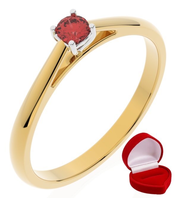 ZŁOTY PIERŚCIONEK ZARĘCZYNOWY 585 14k RUBIN 0,09 ct + PUDEŁKO R22