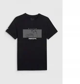 Koszulki męskie - 4F T-SHIRT REGULAR Z NADRUKIEM MĘSKI M3134 CZARNY S - miniaturka - grafika 1