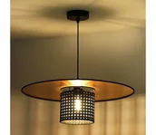 Lampy sufitowe - Duolla - Żyrandol na lince TOKYO RATTAN 1xE27/15W/230V śr. 50 cm złoty/czarny - miniaturka - grafika 1