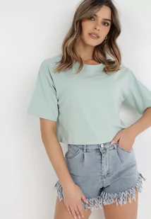 Miętowy T-shirt Rheniala - Koszulki i topy damskie - miniaturka - grafika 1