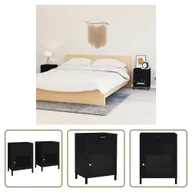 Szafki nocne - The Living Store Szafki nocne 2 szt. czarne 40x30x54,5 cm stal i szkło - miniaturka - grafika 1