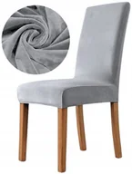 Pokrowce na meble - Pokrowiec Na Krzesło Welur Premium Aksamit Elastyczny Ciemny Szary - miniaturka - grafika 1