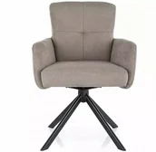 Krzesła - Stylowe Krzesło tapicerowane tkaniną obrotowe beżowe Basil do salon jadalni - miniaturka - grafika 1