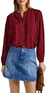 Pepe Jeans Bluzka damska Galena, Czerwony (bordowy), S - Bluzki damskie - miniaturka - grafika 1