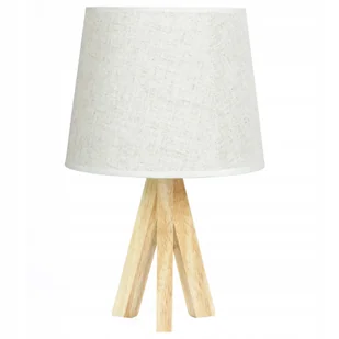 Lampka Biurkowa Stołowa Nocna Drewniana Abażur E27 - Lampy stojące - miniaturka - grafika 1