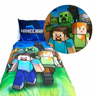 Pościel Minecraft 140x200 dziecięca gra klocki Alex Steve Pig bawełniana - Pościel dla dzieci - miniaturka - grafika 1