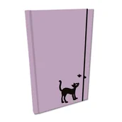 Szkolne artykuły papiernicze - Bee-bee Notes A5 z gumką gładki Soft Touch Kot fiolet - miniaturka - grafika 1