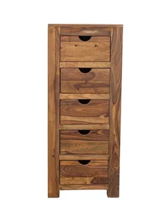 Komoda 5 Szuflady Słupek Palisander Pu Brown Spring - Komody - miniaturka - grafika 1