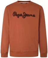 Bluzy męskie - Pepe Jeans Bluza męska Ryan Crew, Brązowy (rzeźba), L - miniaturka - grafika 1