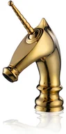 Baterie umywalkowe - Bateria umywalkowa retro UNICORN biała - złoty - miniaturka - grafika 1