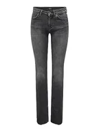 Spodnie damskie - ONLY Dżinsy damskie z wysokim stanem ONLBLUS Slit FLR RAW NOOS, czarny denim, (L) W / 34L - miniaturka - grafika 1