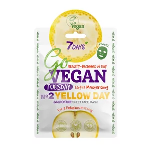 7DAYS 7DAYS Pielęgnacja twarzy Go Vegan Smoothie Sheet Face Mask Tuesday Yellow Day For A Fabulous Morning 25.0 g - Maseczki do twarzy - miniaturka - grafika 1