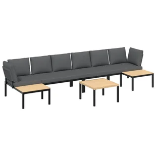 vidaXL 5-częściowa sofa ogrodowa z poduszkami czarna aluminium - Sofy ogrodowe - miniaturka - grafika 1