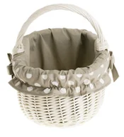 Torby i wózki na zakupy - Wiklinowy Kosz "Wałkowy" na Zakupy Wybielany Obszyty Tkaniną 42x34 H23/36 cm - miniaturka - grafika 1