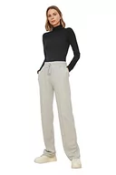Spodnie damskie - Trendyol Damskie spodnie dresowe Szare prosty krój, dzianinowe, wąskie spodnie lecznicze, Szary, XS - miniaturka - grafika 1