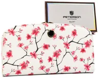 Portfele - Portfel damski eko Peterson na karty elegancka portmonetka w kwiaty na bigiel, różnokolorowy czerwony - miniaturka - grafika 1
