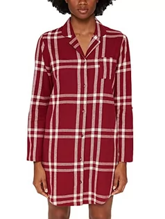Piżamy damskie - ESPRIT Damska koszula nocna flanelowa w kratkę Nw BCi L-SLV Koszula nocna, Cherry Red 3, M, Czerwieśniowa 3 - grafika 1