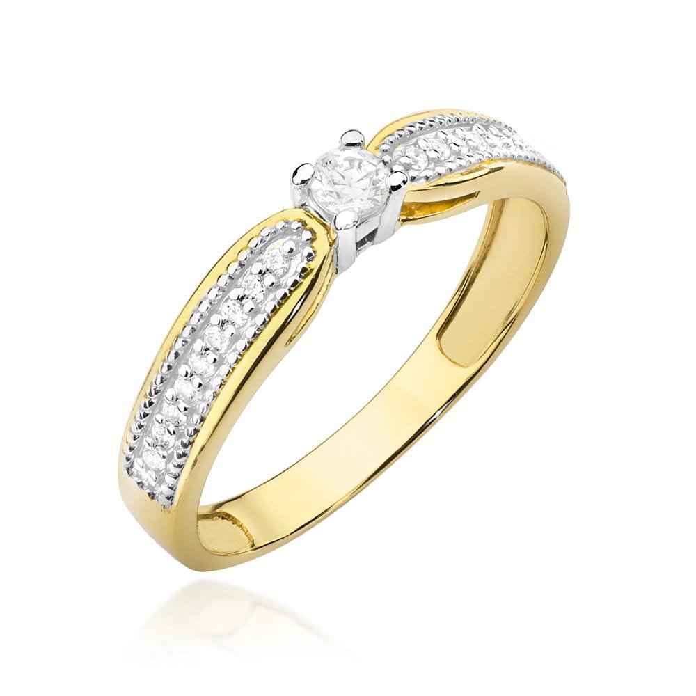 Złoty pierścionek Diament 0,08ct żółte złoto pr. 585
