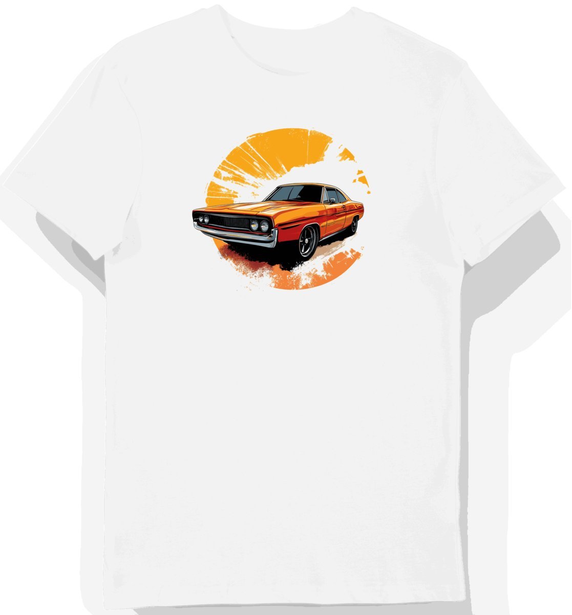 Koszulka męska biała z Motywem Klasycznego Auta w Akcji M