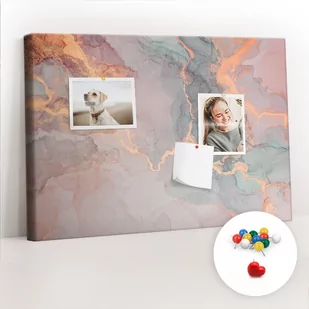 Szkolna Tablica korkowa 60x40 cm, Kolorowe Pinezki, wzór Marmur dekoracyjny - Tablice i flipcharty - miniaturka - grafika 1