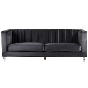 Beliani Sofa trzyosobowa welur czarna ARVIKA - Sofy i kanapy - miniaturka - grafika 1