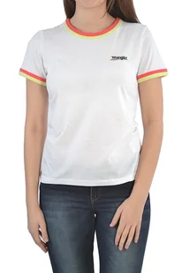Wrangler Double Ringer Tee White t-shirt damski biały małe logo - Koszulki i topy damskie - miniaturka - grafika 1