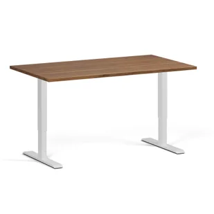 Stół z regulacją wysokości, 2 silniki, 745 - 1215 mm, blat 1400 x 800 mm, podstawa biała, orzech - Stoły i stoliki do biura - miniaturka - grafika 1