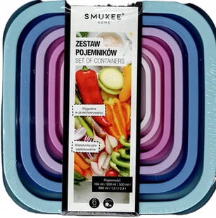SMUKEE Pojemnik na żywność z kolorową pokrywką zestaw 6 szt. 0,16-2,4 l 897 - Pojemniki kuchenne - miniaturka - grafika 1