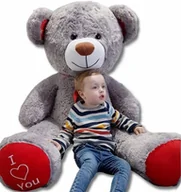 Maskotki i pluszaki - Duży Miś Pluszowy Przytulanka Pluszak Maskotka 160 Cm (Kolor: Szary-Czerwony) - miniaturka - grafika 1