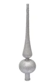Bombki - Szpic choinkowy srebrny czubek czub na choinkę świąteczny brokatowy 25cm - miniaturka - grafika 1