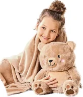 Koce i narzuty dla dzieci - SMUKEE Maskotka koc 2w1 BRĄZOWY NIEDŹWIADEK przytulanka z kocykiem 100x150 - miniaturka - grafika 1