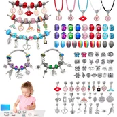 Prace ręczne dla dzieci - Zestaw do Robienia Bransoletek Biżuterii Koraliki Charms Zawieszki Prezent - miniaturka - grafika 1